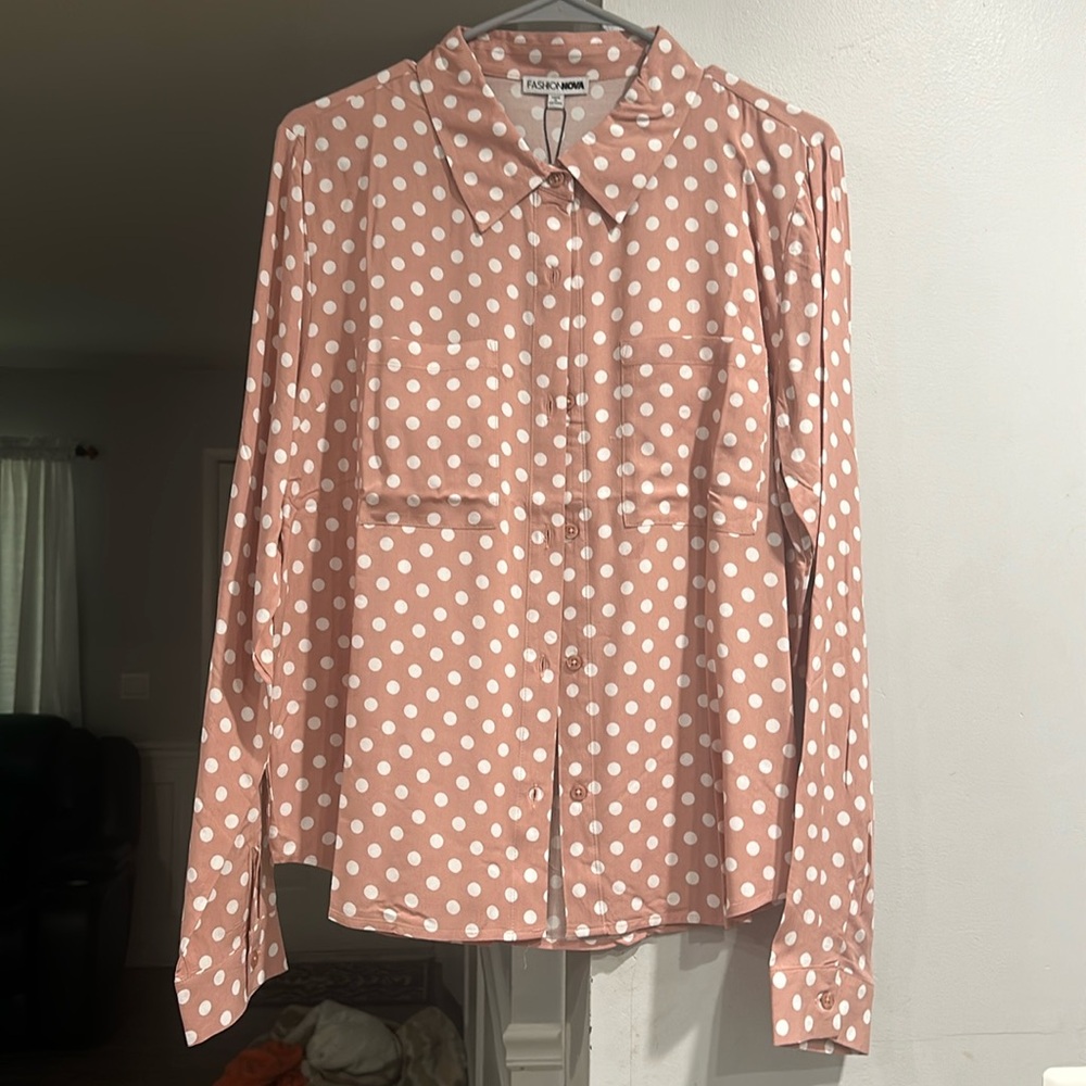 Pink with white dots size XL